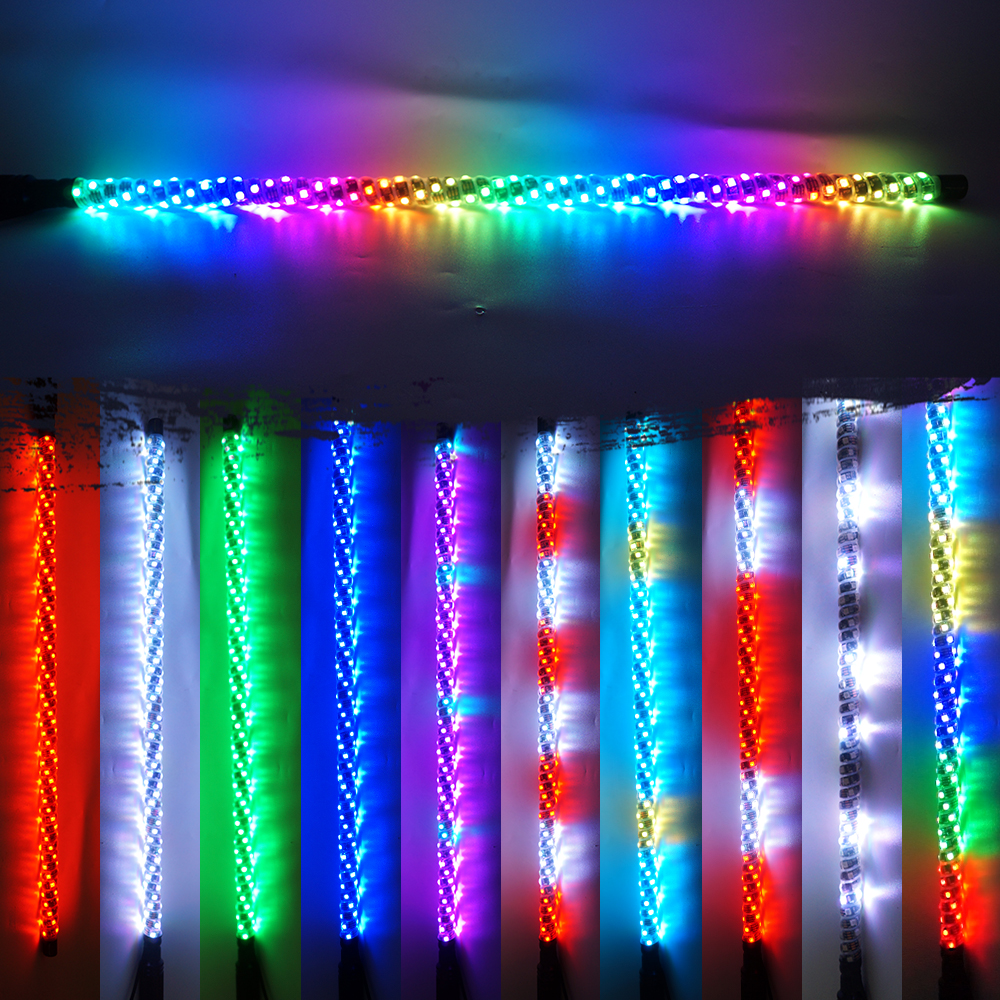 180pcs SMD5050 LED 2pcs Luces de l&aacute;tigo de 5 pies 5 pies, luz LED WHIP con aplicaci&oacute;n y control remoto, espiral RGB persiguiendo azotes de antena iluminados, l&aacute;tigo de l&aacute;tigo para UTV ATV RZR SXS CAN-Am Dune Buggy Offroad Cami&oacute;n (7)