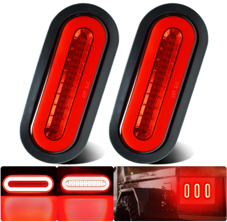 Prenda impermeable roja ovalada del remolque de la cola del LED de 6 "pulgadas para la luz trasera del camión