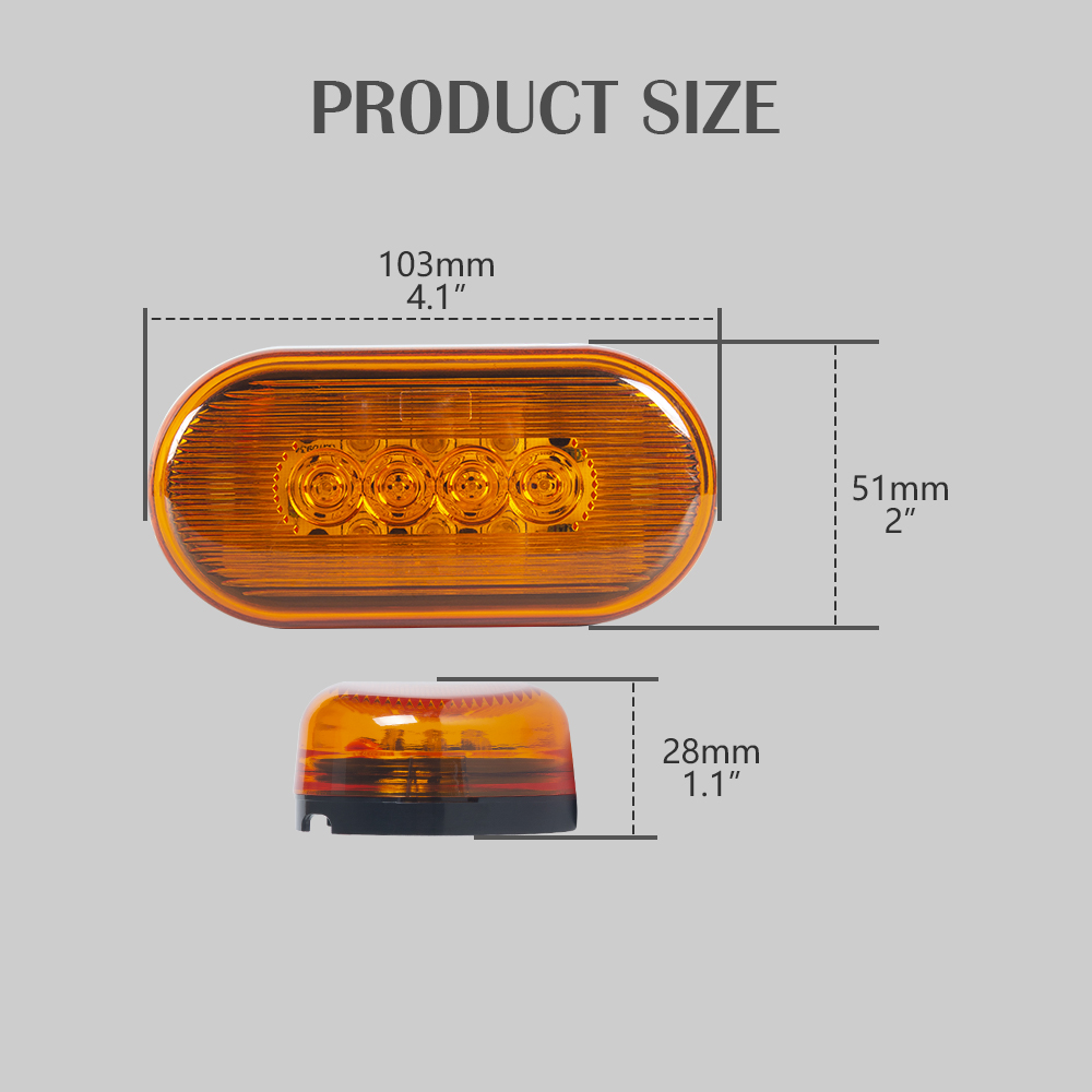 Luces de posición laterales LED rectangulares oblongas de 4 "pulgadas