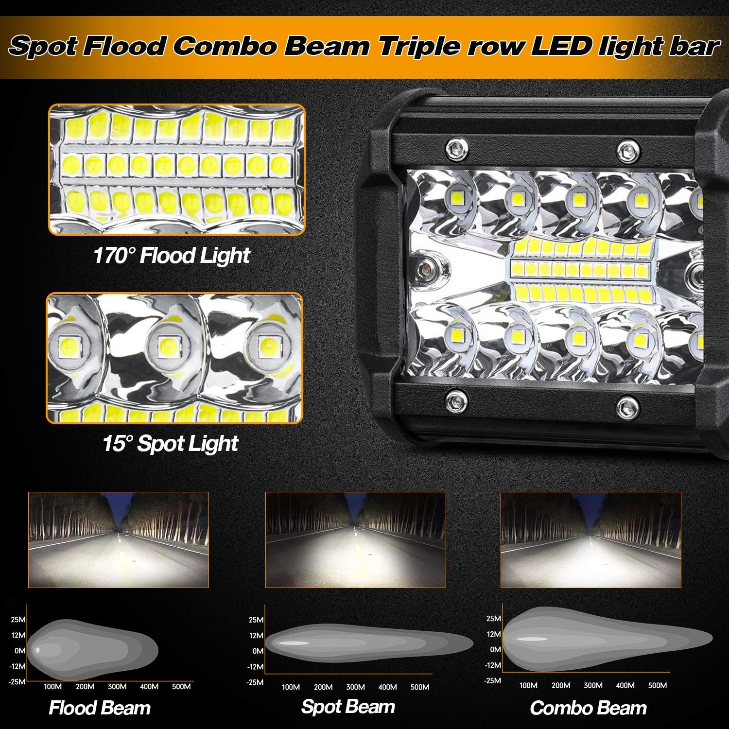 Barra de luz de trabajo LED combinada Spot Flood de 60W y 4 pulgadas