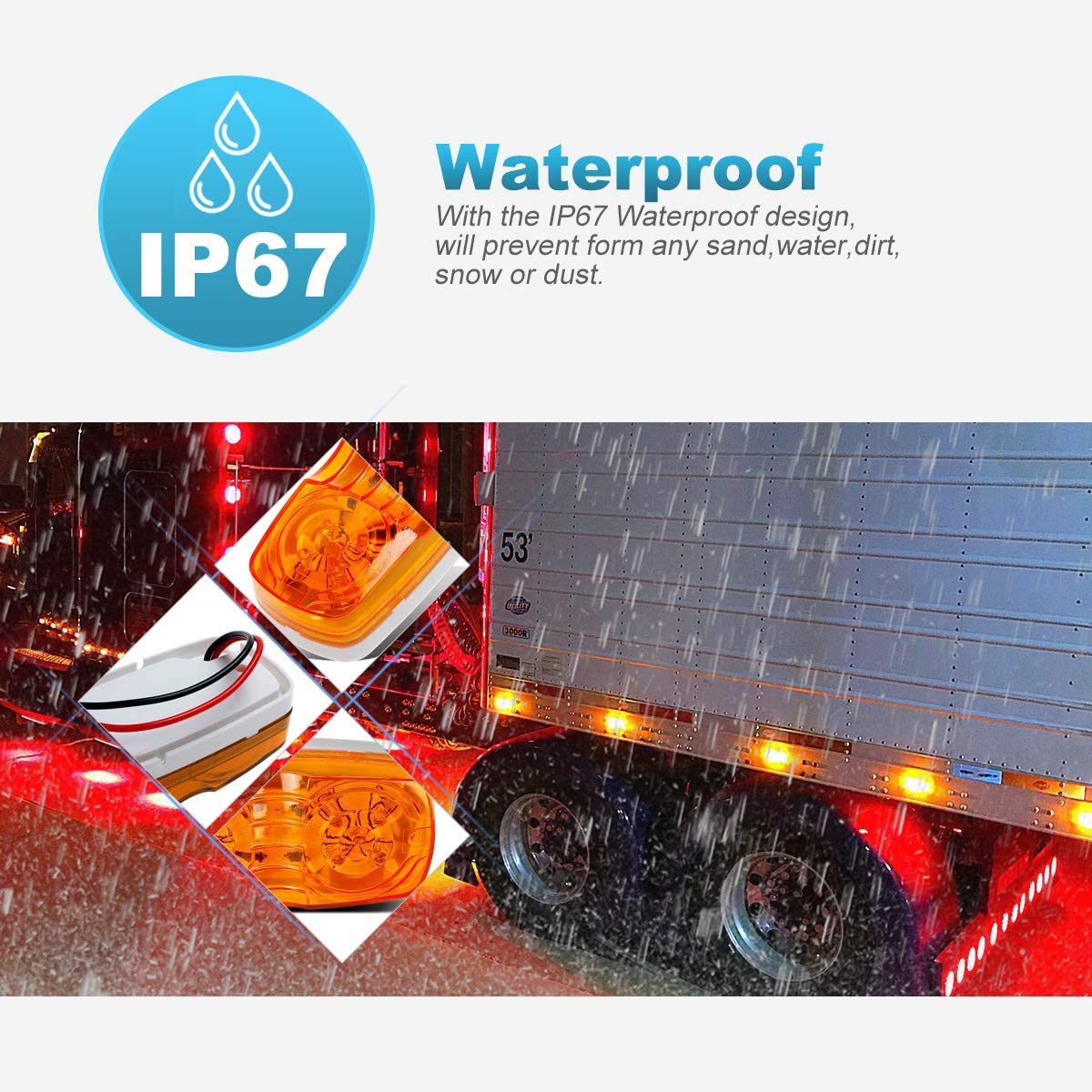 Luz de marcador para cami&oacute;n, luz de marcador de espacio libre para cami&oacute;n, luz de marcador con cromo, luz de marcador LED cromada, luz de marcador LED con bombillas LED cromadas para coche y cami&oacute;n, luz de trabajo LED a prueba de agua, luz de trabajo LED cuadrada a prueba de agua, bombilla LED para interior de coche de color azul, luz de marcador lateral LED de 3/4 pulgadas