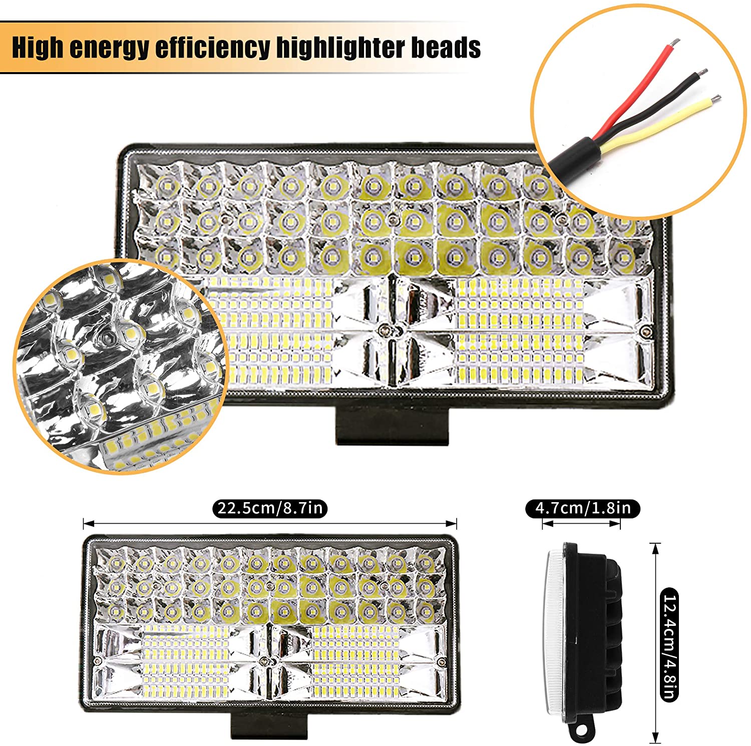 Luces de trabajo de conducción de rectángulo LED universal para camión