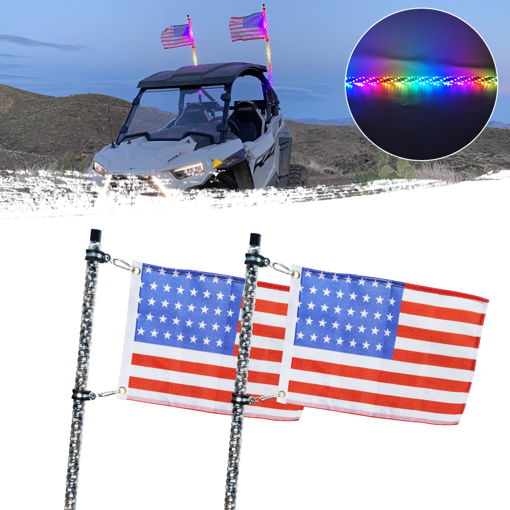 180pcs SMD5050 LED 2pcs Luces de l&aacute;tigo de 5 piezas, luz LED WHIP con aplicaci&oacute;n y control remoto, espiral RGB Persiguiendo l&aacute;tigos de antena iluminados, Luz de l&aacute;tigo para UTV ATV RZR SXS CAN-Am Dune Buggy Offroad Cami&oacute;n (1)