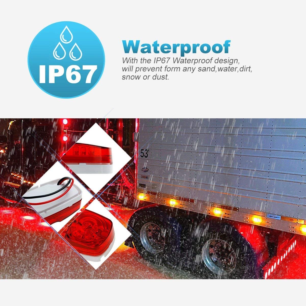 Luz de trabajo LED cuadrada a prueba de agua, Luz lateral LED de gran oferta, Luz de posici&oacute;n lateral LED de 12 V, Luz de posici&oacute;n lateral LED para cami&oacute;n, Luz de posici&oacute;n lateral LED de 3/4 pulgadas