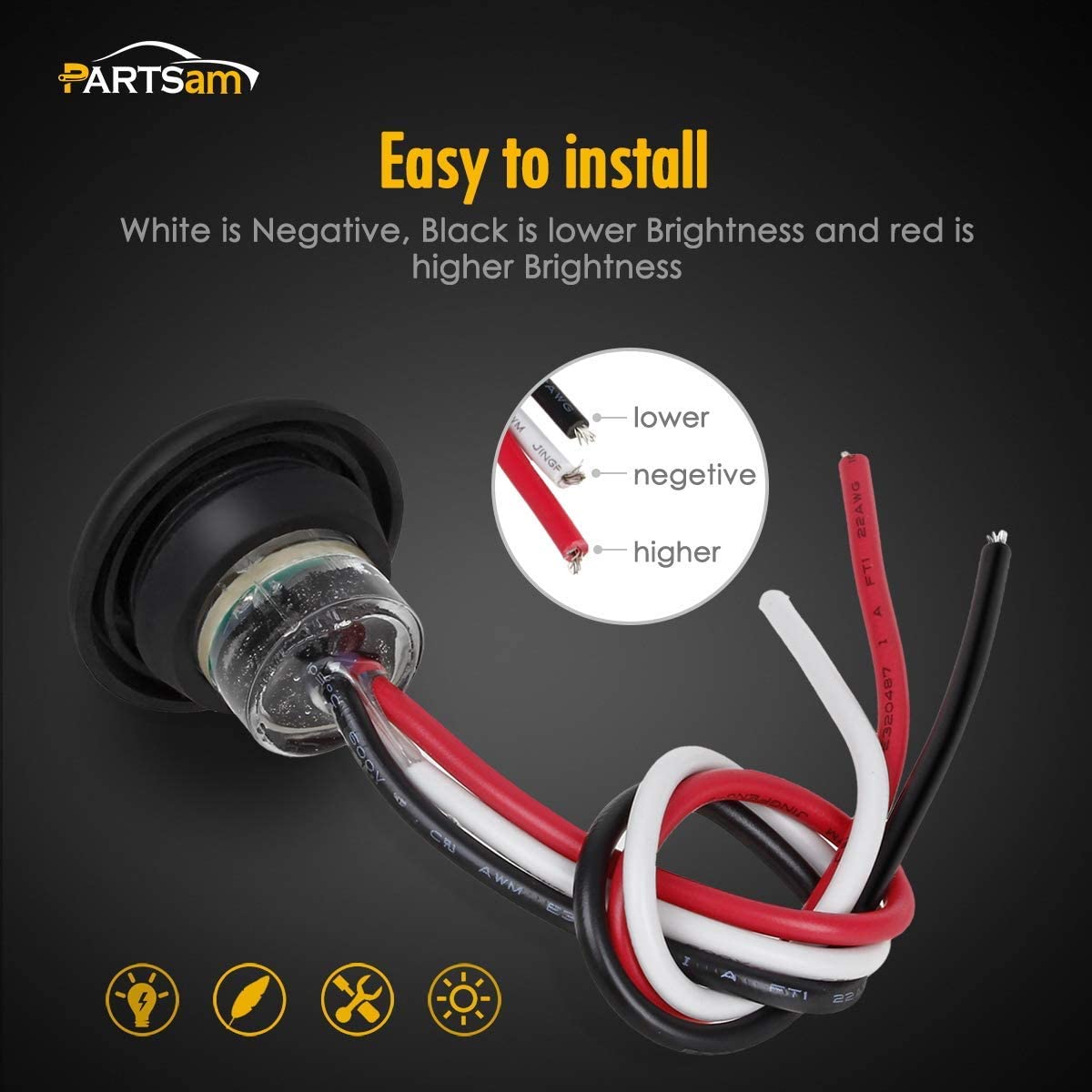 Luz de trabajo LED cuadrada a prueba de agua, Luz lateral LED de gran oferta, Luz de posici&oacute;n lateral LED de 12 V, Luz de posici&oacute;n lateral LED para cami&oacute;n, Luz de posici&oacute;n lateral LED de 3/4 pulgadas