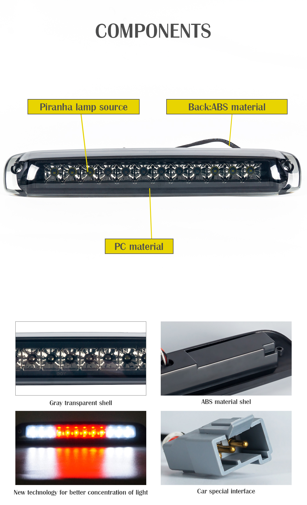 1996 F250 350 450 Montaje alto Tercero luces de freno GX-012WR05SY