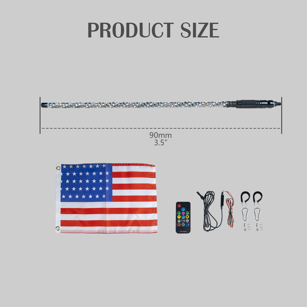 180pcs SMD5050 LED LECHES DE LIZA DE 5 pies, LED WHIP Light con aplicaci&oacute;n y control remoto, espiral RGB Persiguiendo batires de antena iluminados, Luz de l&aacute;tigo para UTV ATV RZR SXS CAN-Am Dune Buggy Offroad (5)