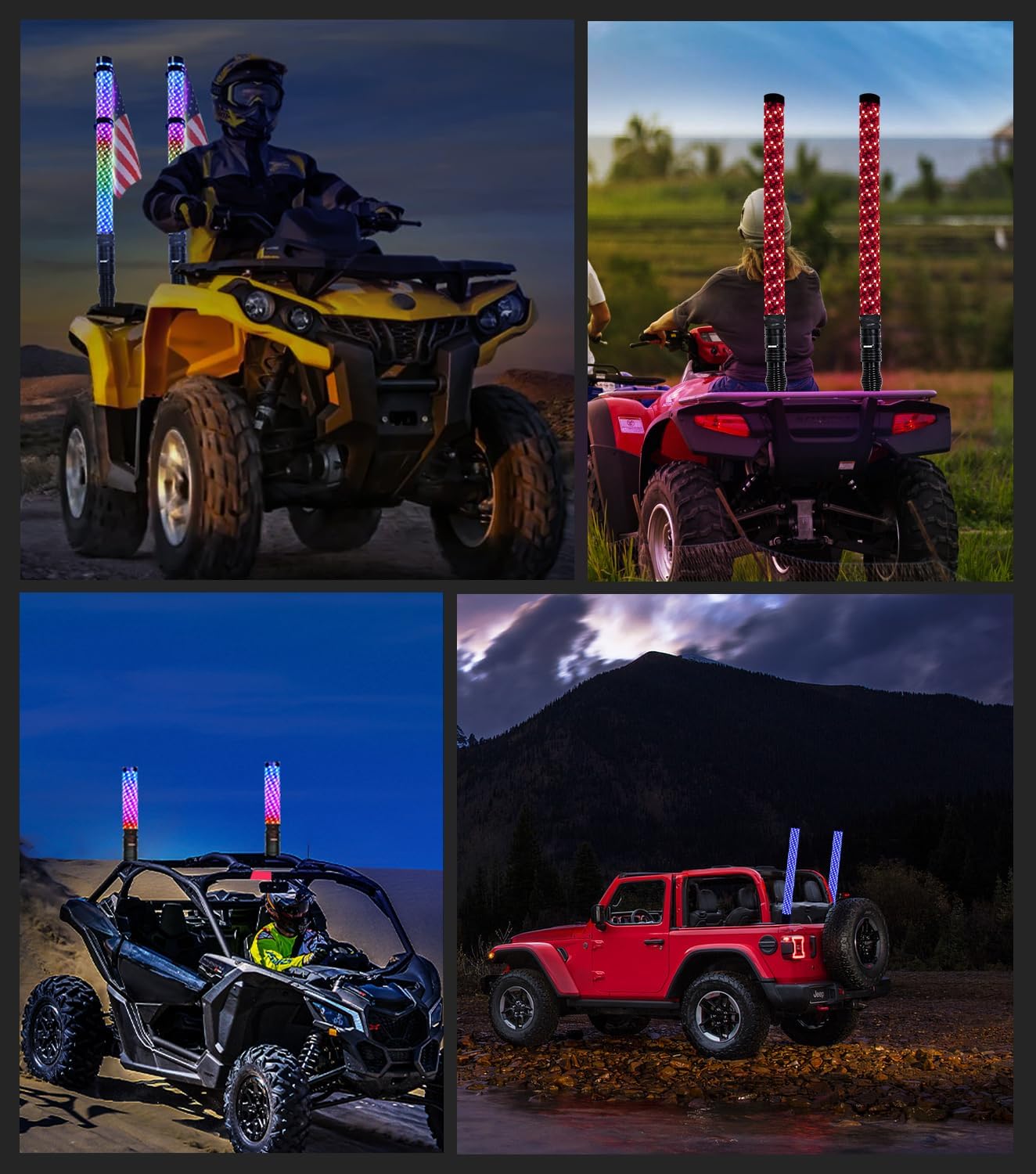 Luz LED de látigo con control remoto y aplicación que persigue patrones para ATV