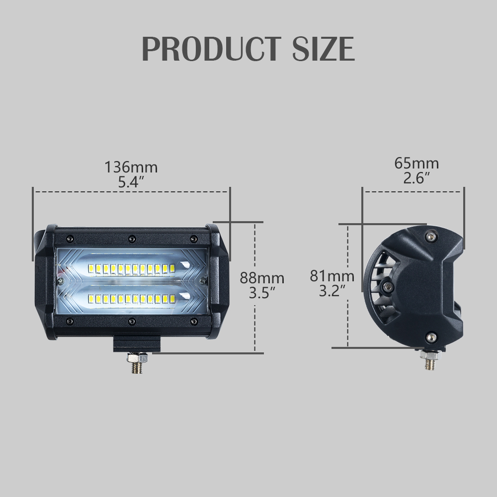 72W Rectangle Spot Beam LED Luz de trabajo Luces de trabajo de China Fabricante 