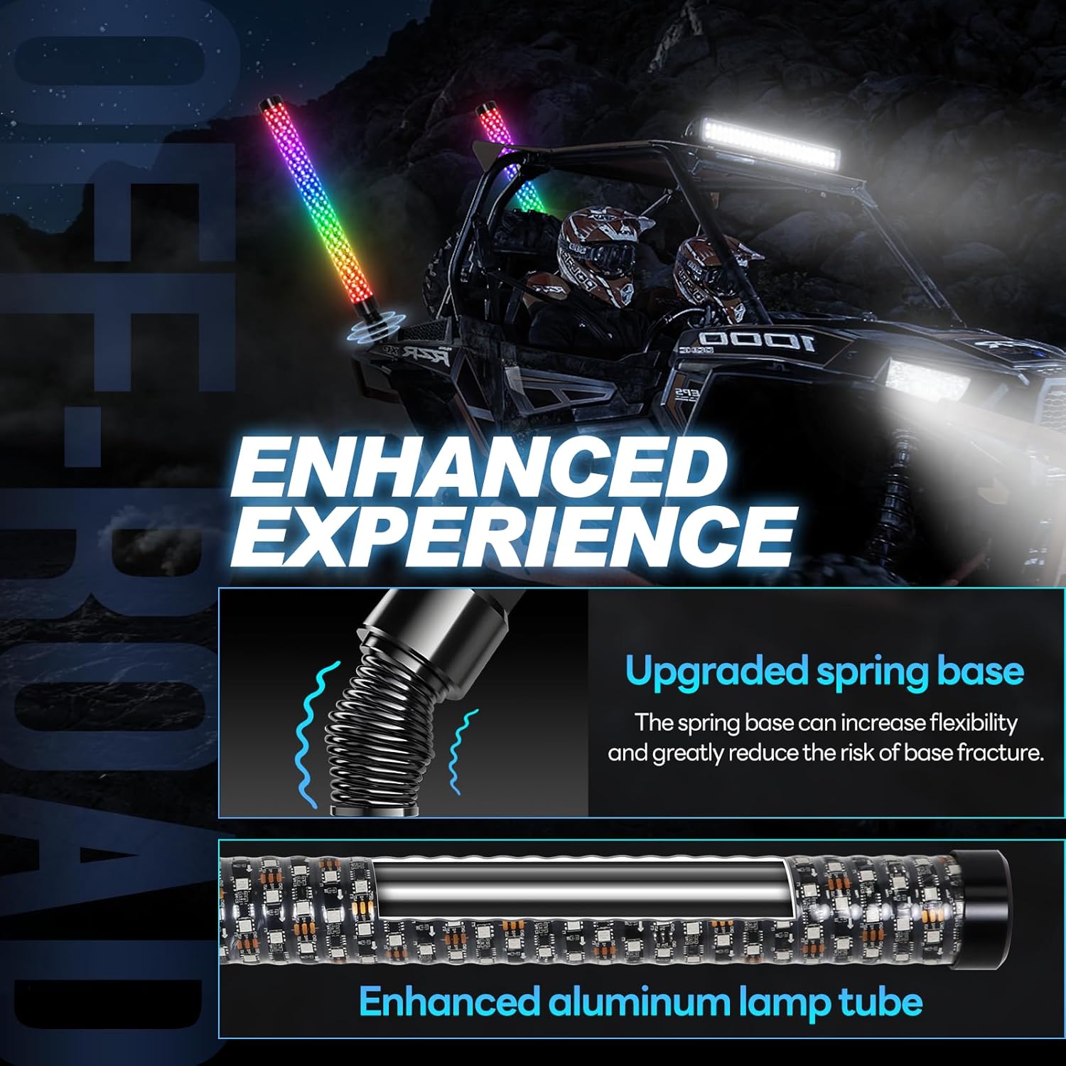 Luces de l&aacute;tigo LED en espiral de 360&deg;,Luces de l&aacute;tigo para ATV,Luces de l&aacute;tigo LED en espiral de control remoto,Luces de l&aacute;tigo LED para Sxs,Control de aplicaci&oacute;n Luz de l&aacute;tigo de persecuci&oacute;n