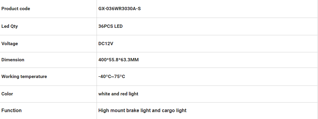 Luces de freno GX-036WR30330A-S GM